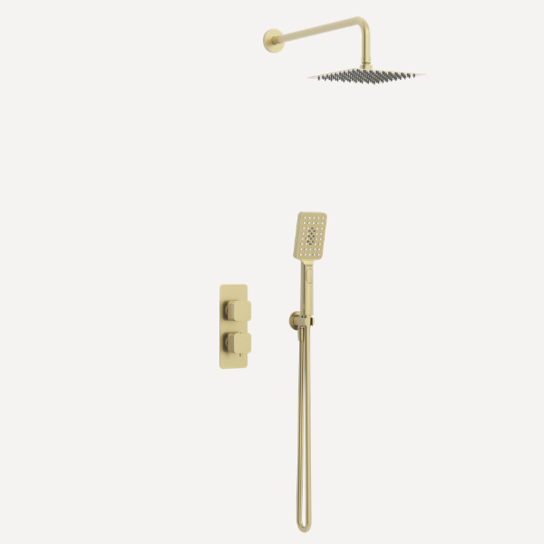 Quadro  Concealed Thermostatic Shower Set Brushed Brass