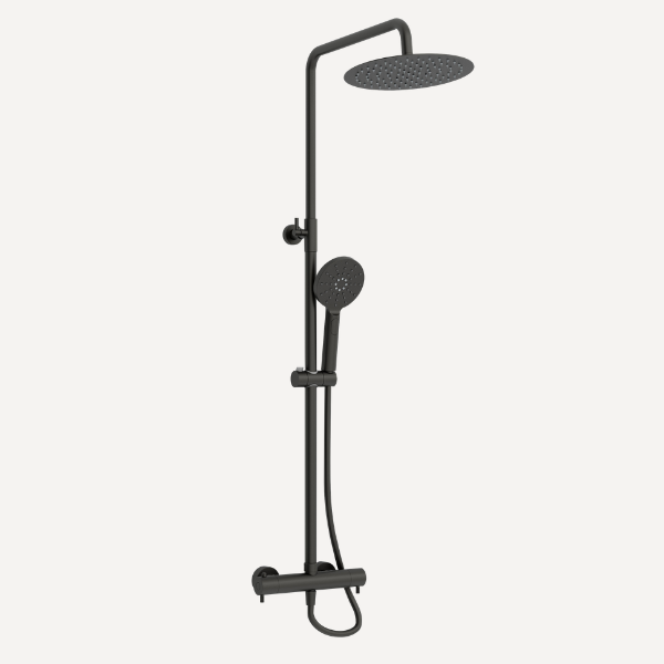 Ravine Exposed Rigid Riser Thermostatic Shower Set Matt Black