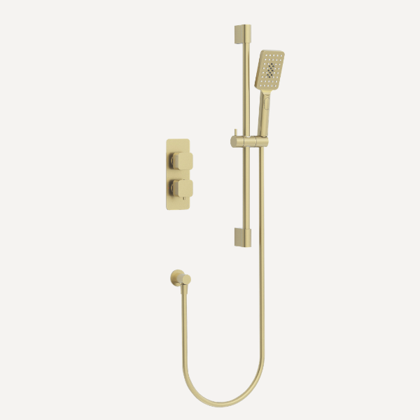 Quadro  Concealed Thermostatic Shower Set Brushed Brass