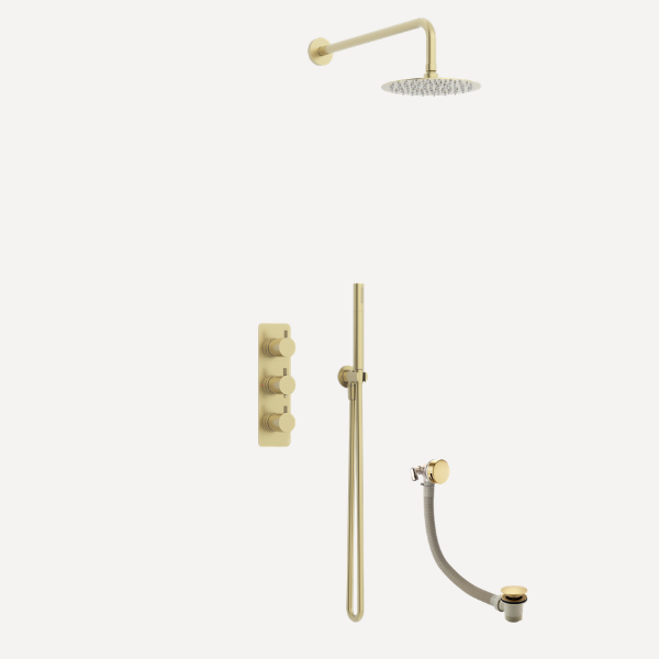 Ravine Concealed Thermostatic Shower Set Brushed Brass