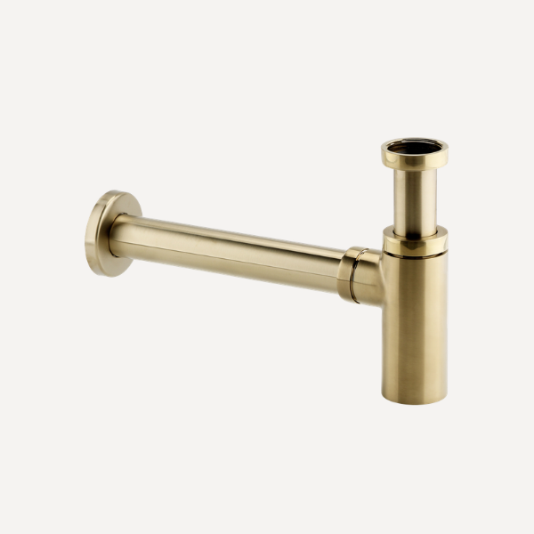 Minimalist Bottle Trap and Pipe Brushed Brass