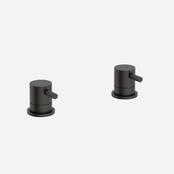 Ravine Bath Deck Mounted Hot and Cold Valves Matt Black