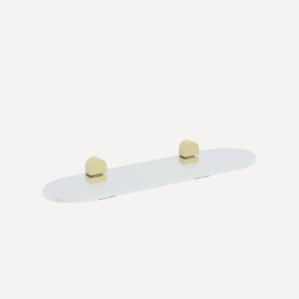 Round 395mm Glass Shelf Brushed Brass
