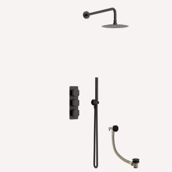 Quadro  Concealed Thermostatic Shower Set Matt Black