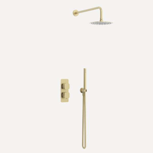 Quadro  Concealed Thermostatic Shower Set Brushed Brass