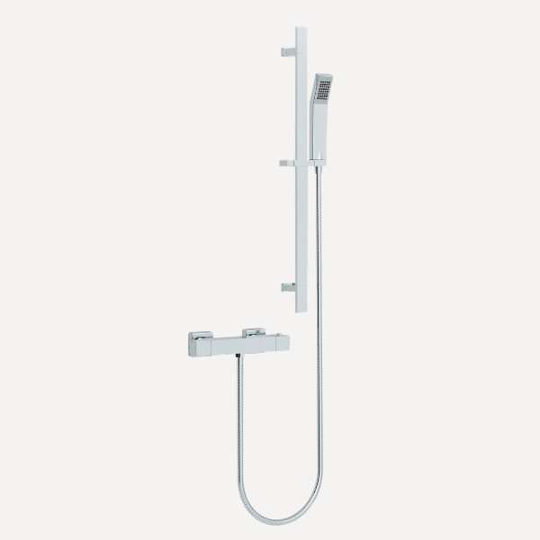 Bloque Exposed Thermostatic Bar Valve Shower Set Chrome