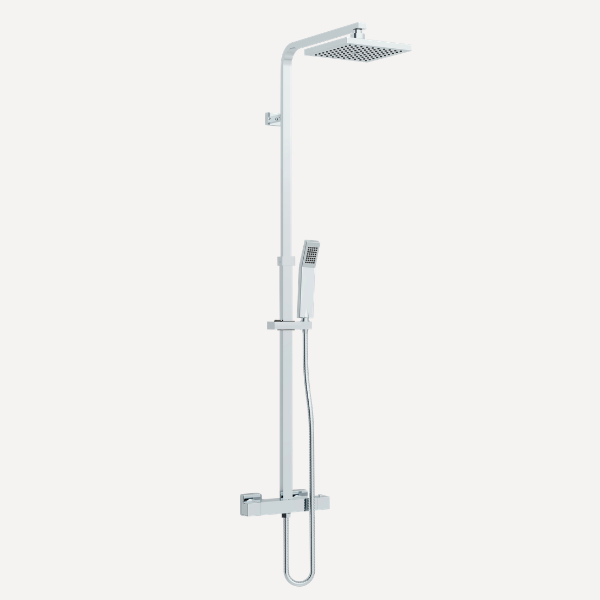 Bloque Exposed Rigid Riser Thermostatic Shower Set Chrome