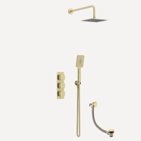 Quadro  Concealed Thermostatic Shower Set Brushed Brass