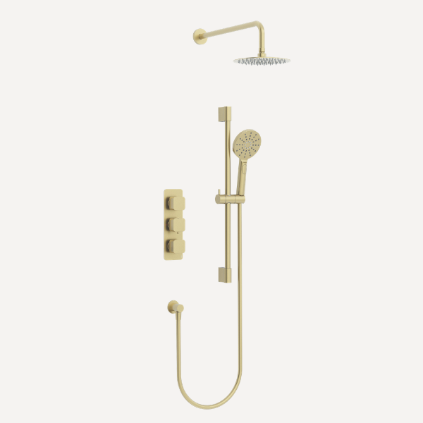 Quadro  Concealed Thermostatic Shower Set Brushed Brass