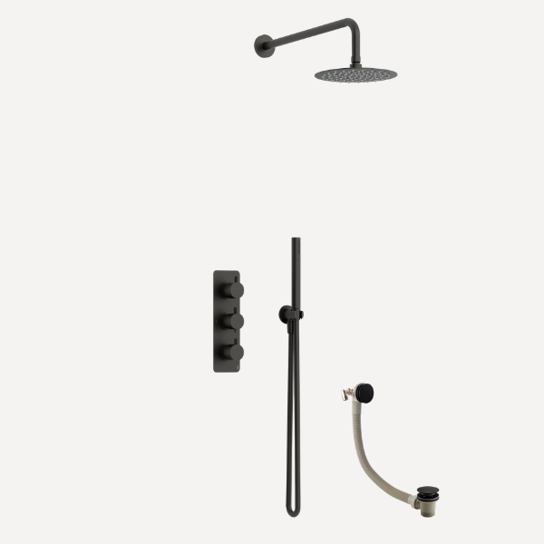 Ravine Concealed Thermostatic Shower Set Matt Black