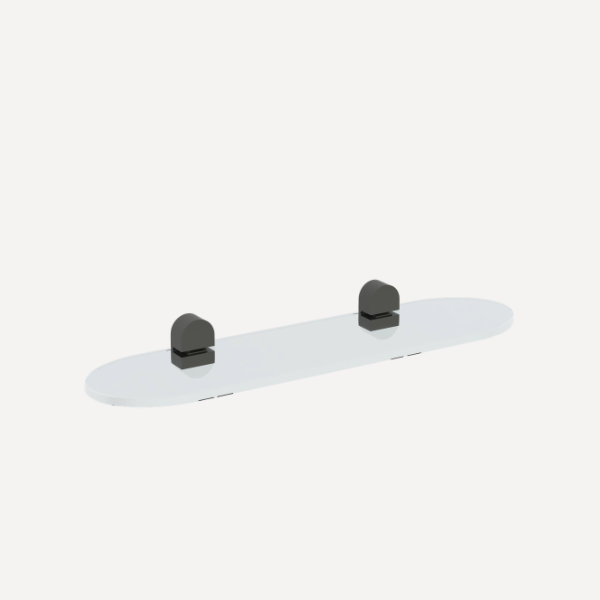 Round 395mm Glass Shelf Matt Black