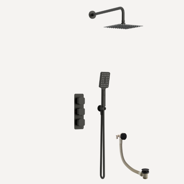 Quadro  Concealed Thermostatic Shower Set Matt Black