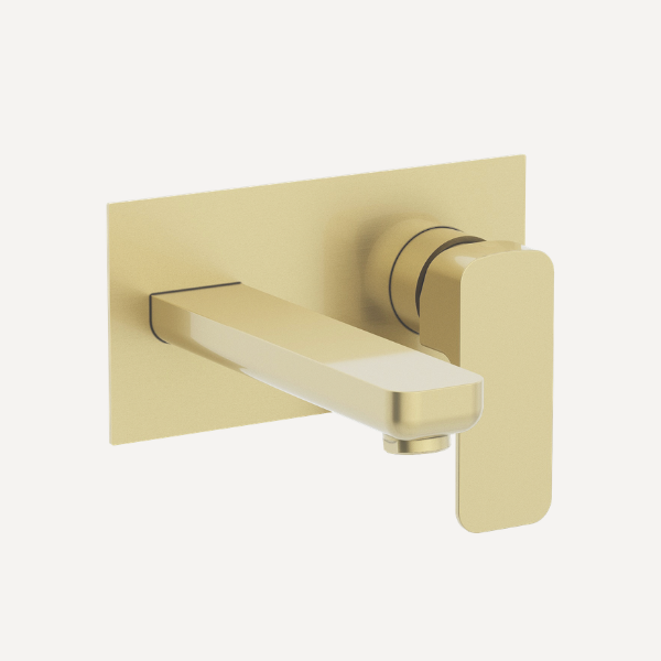 Flite Wall Mounted Basin Mixer Tap Brushed Brass