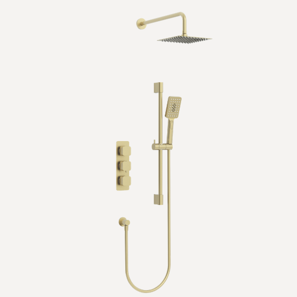 Quadro  Concealed Thermostatic Shower Set Brushed Brass