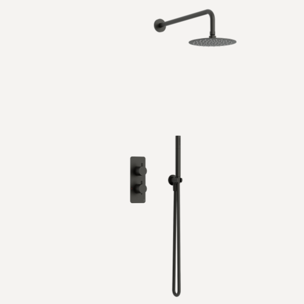 Ravine Concealed Thermostatic Shower Set Matt Black