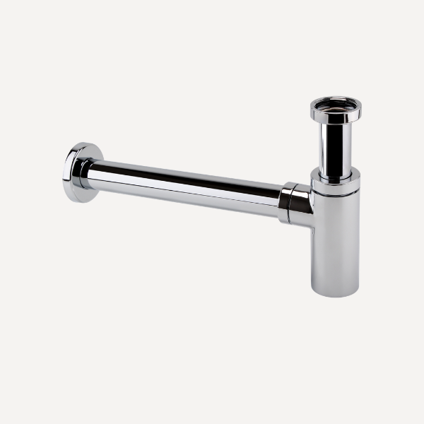 Minimalist Bottle Trap and Pipe Chrome