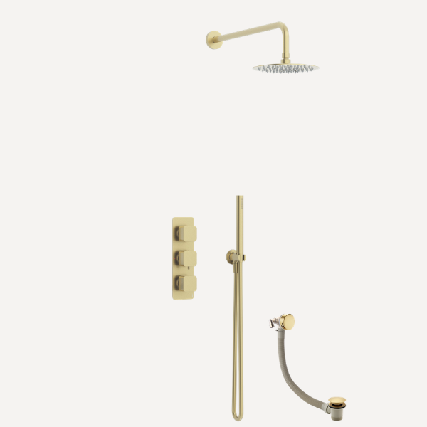 Quadro  Concealed Thermostatic Shower Set Brushed Brass