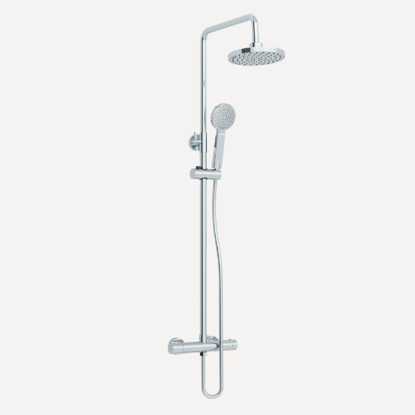 Arco Exposed Rigid Riser Thermostatic Shower Set Chrome