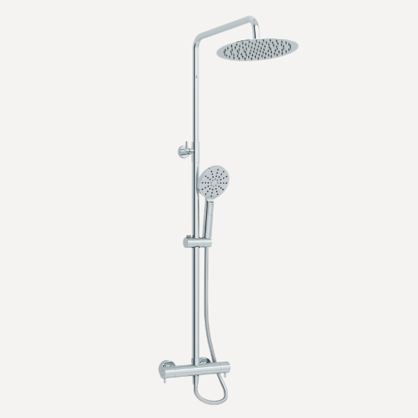 Ravine Exposed Rigid Riser Thermostatic Shower Set Chrome
